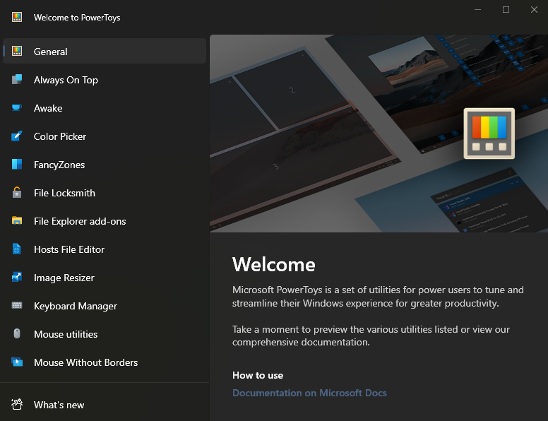 PowerToys Main Screen