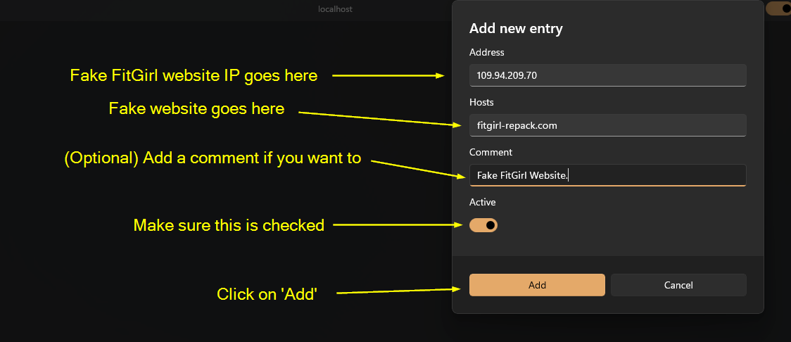 Hosts Entry Instructions